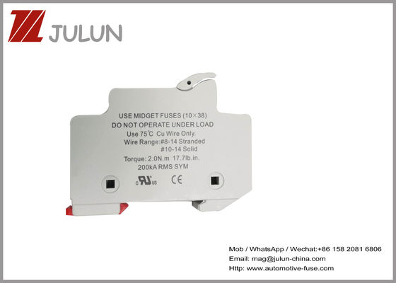 TH35-7.5 DIN35 Lắp đặt đường sắt 30A 600V DC Cầu chì Midget 10x38mm