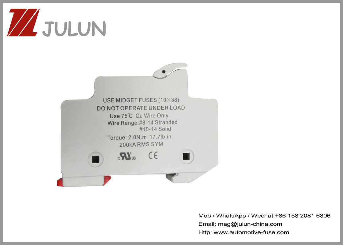 TH35-7.5 DIN35 Lắp đặt đường sắt 30A 600V DC Cầu chì Midget 10x38mm