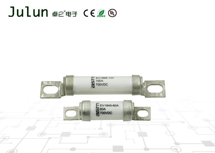 แท่นชาร์จเซรามิกแรงดันสูงยานยนต์ฟิวส์ฟิวส์ DC 700V 100A การใช้รถยนต์พลังงาน
